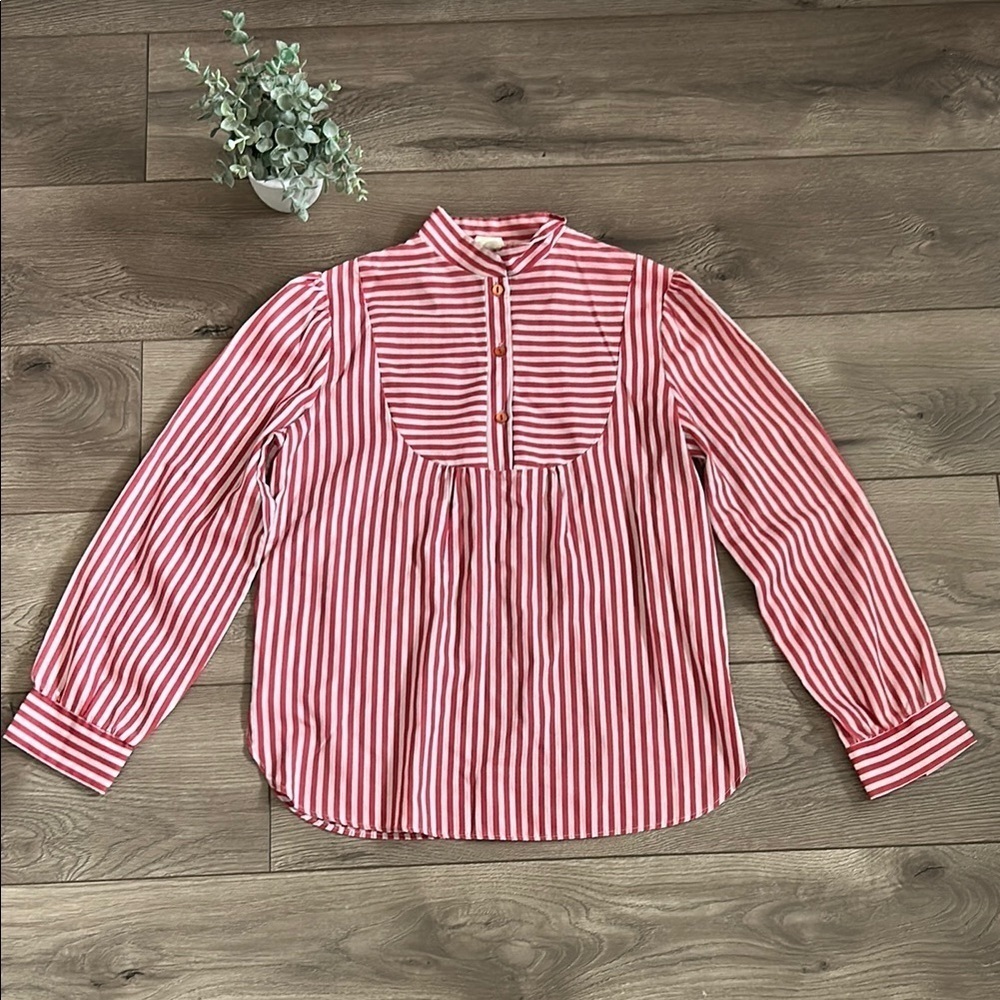 Vintage RoVel of California Red and White Striped Button-Up Blouse